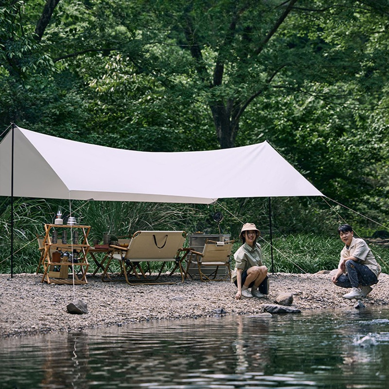 Camping Cooking Awning - Outdoor Portable Blackout Vinyl Awning -