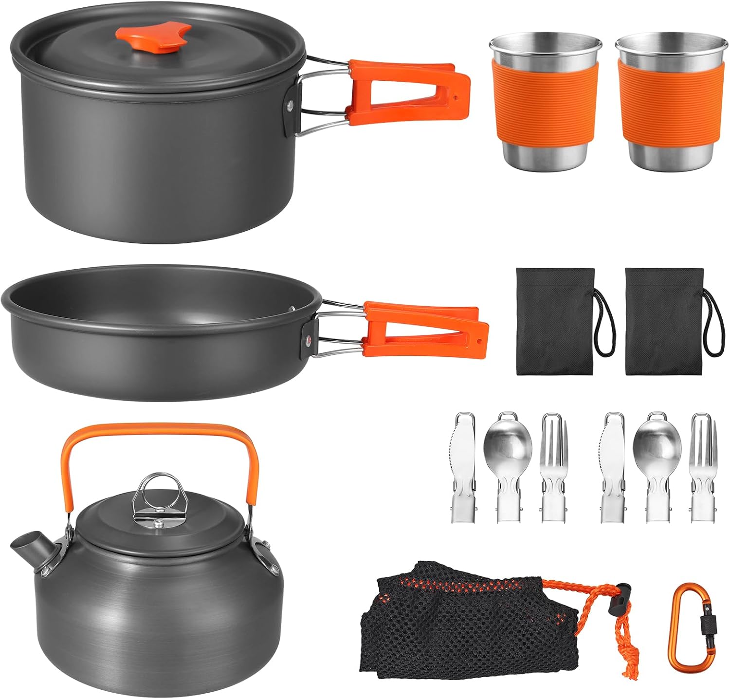 Camping Cooking Pan - Non-Stick Camping Cookware Set, 17-Piece Lightweight