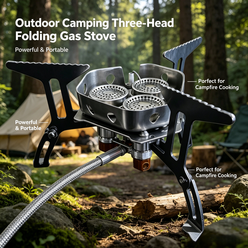 Camping Cooking Easy - Portable 3-burner gas stove, foldable like