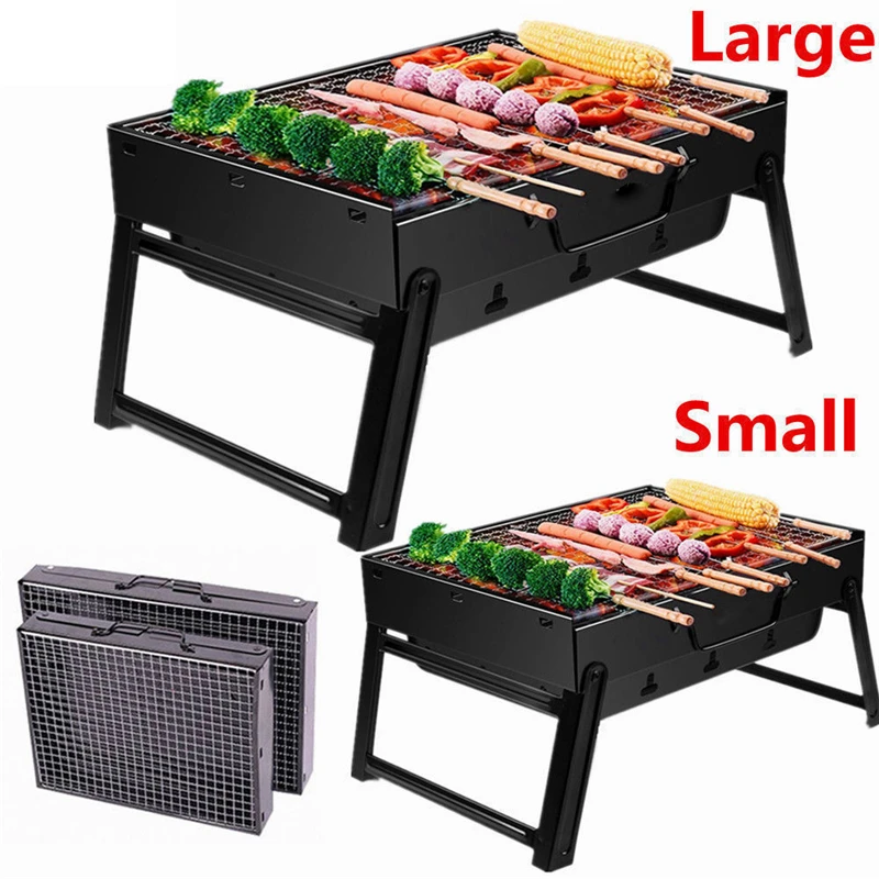 Camp Grill Portable Folding - Black BBQ Grill Folding Portable Charcoal