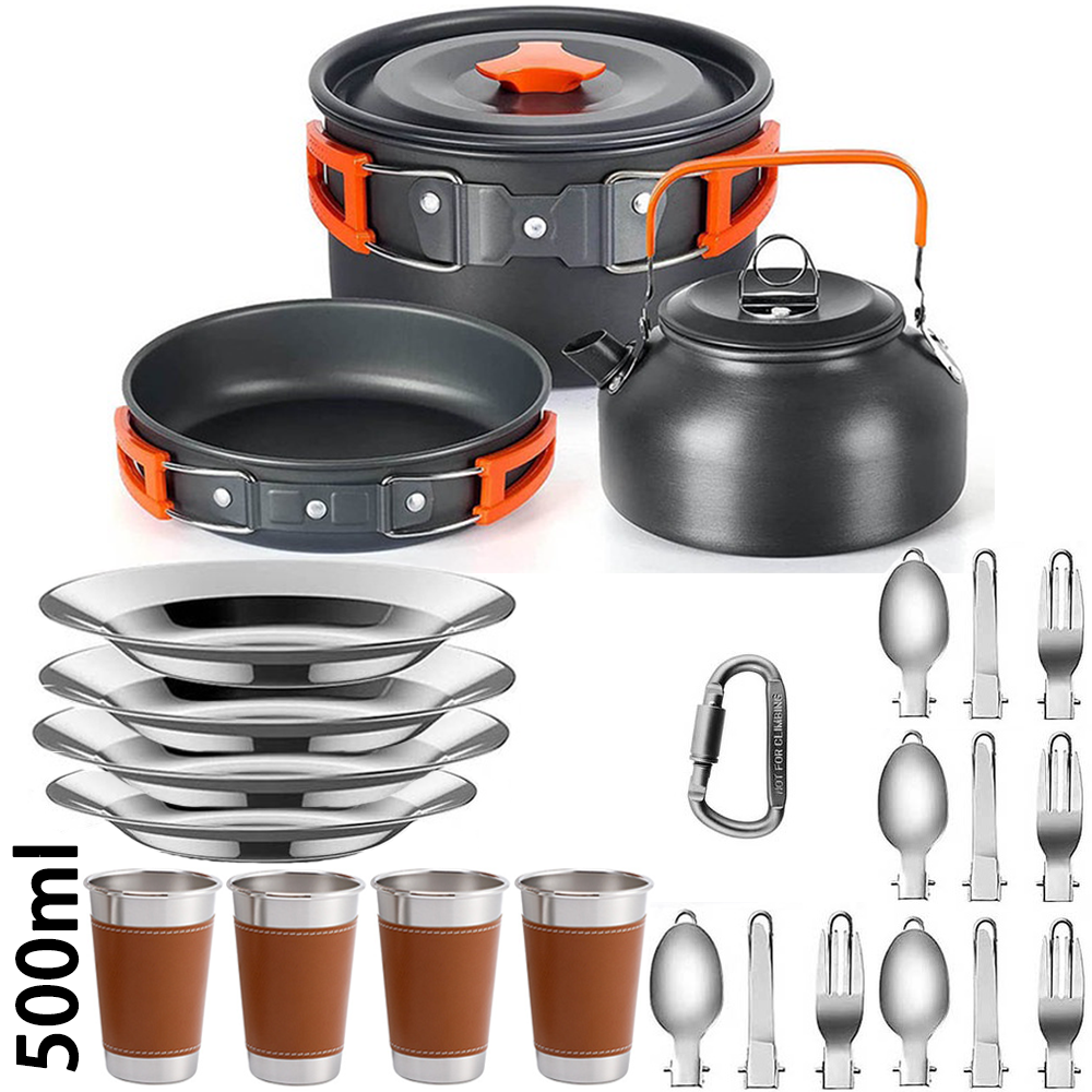 Camping Cooking Set With Bag - Outdoor camping cooking set, non stick