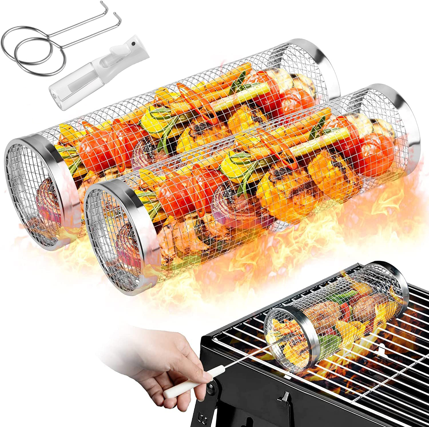 Camping Cooking Trangia - 2 Pieces Rolling Grilling Baskets for