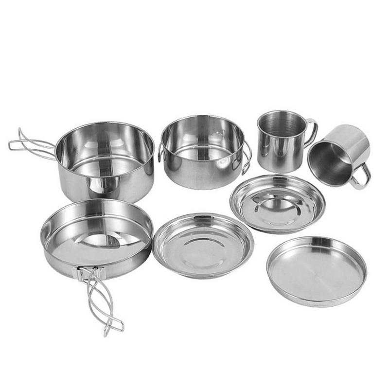 8pcs/set Stainless Steel Outdo - đánh giá và giá Camping Cooking Pack
