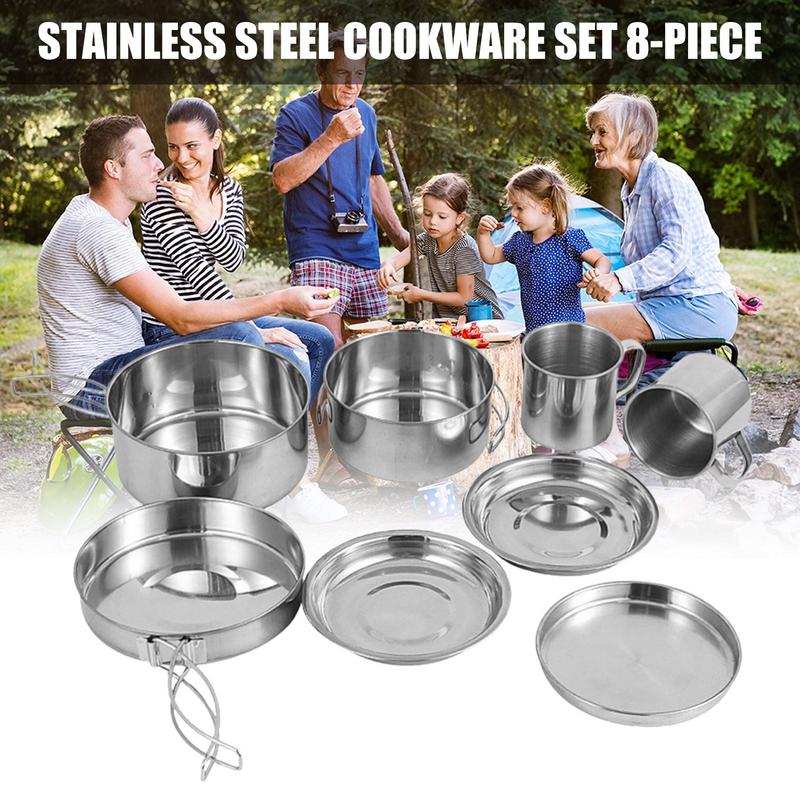 8pcs/set Stainless Steel Outdo - đánh giá và giá Camping Cooking Pack