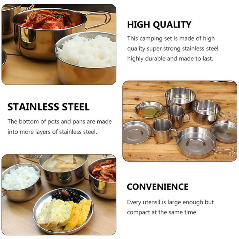 8pcs/set Stainless Steel Outdo - đánh giá và giá Camping Cooking Pack