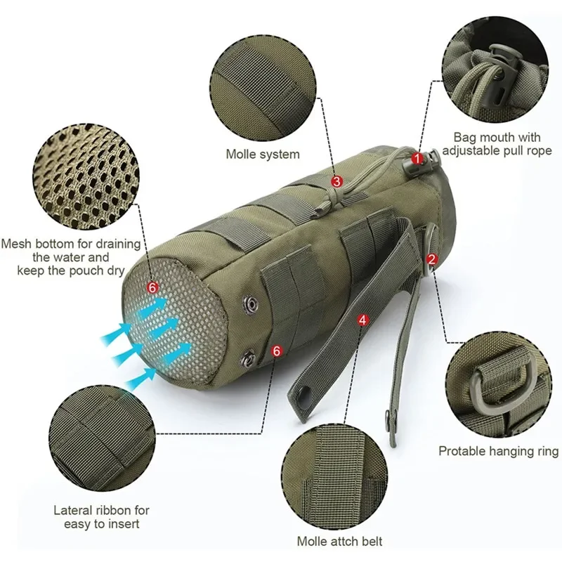 Tactical Molle Water Bottle Ba - đánh giá và giá Camping Cooking Can