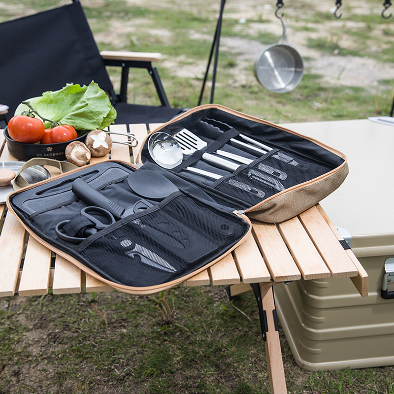 8pcs Camping Kitchen Cookware  - đánh giá và giá Camping Cooking Set With Bag