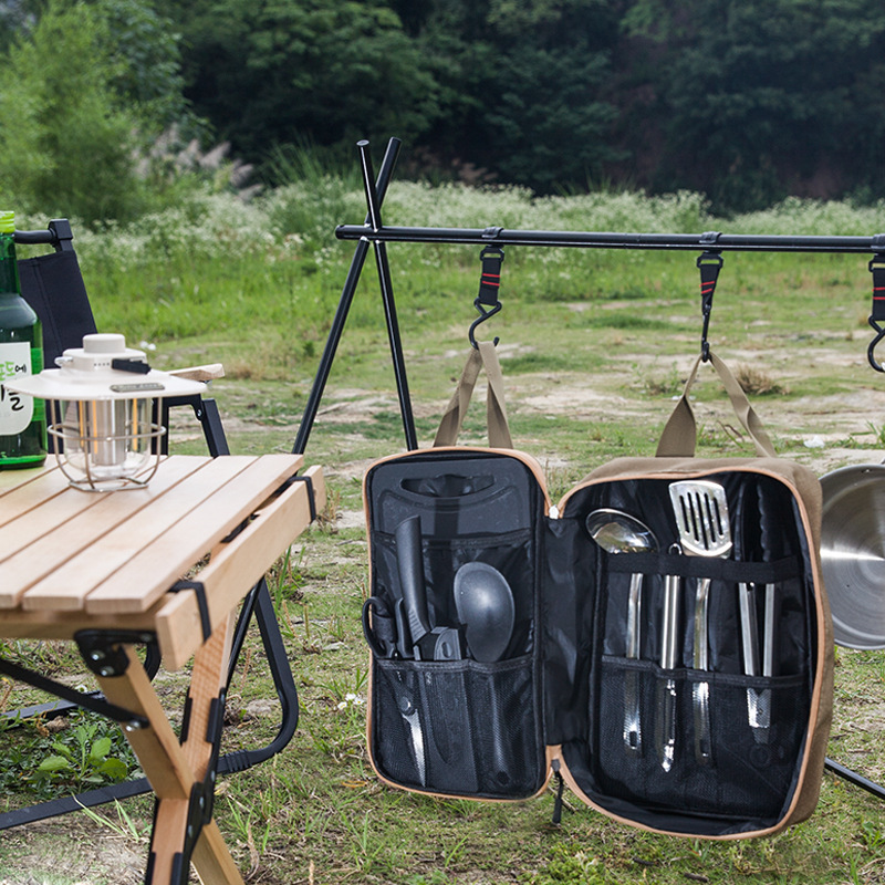 8pcs Camping Kitchen Cookware  - đánh giá và giá Camping Cooking Set With Bag