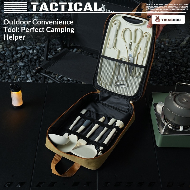 Portable 9Pcs Camping Kitchenw - đánh giá và giá Camping Cooking Set With Bag