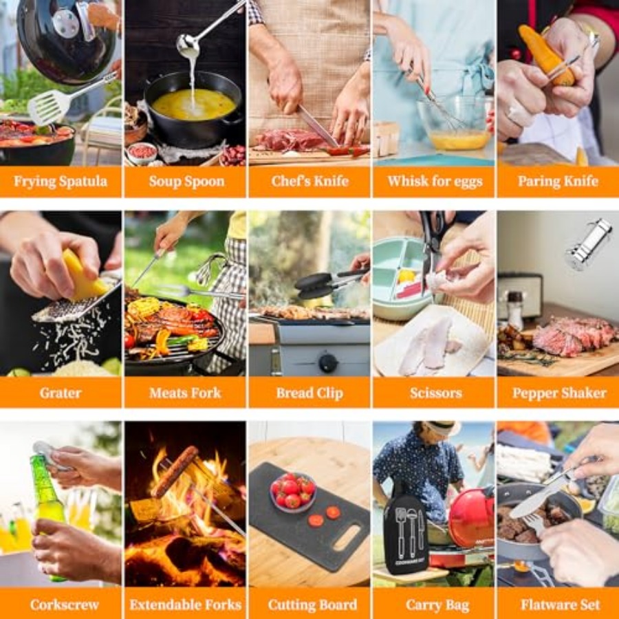 Camping Cooking Utensils Set,  - đánh giá và giá Van Camping Cooking