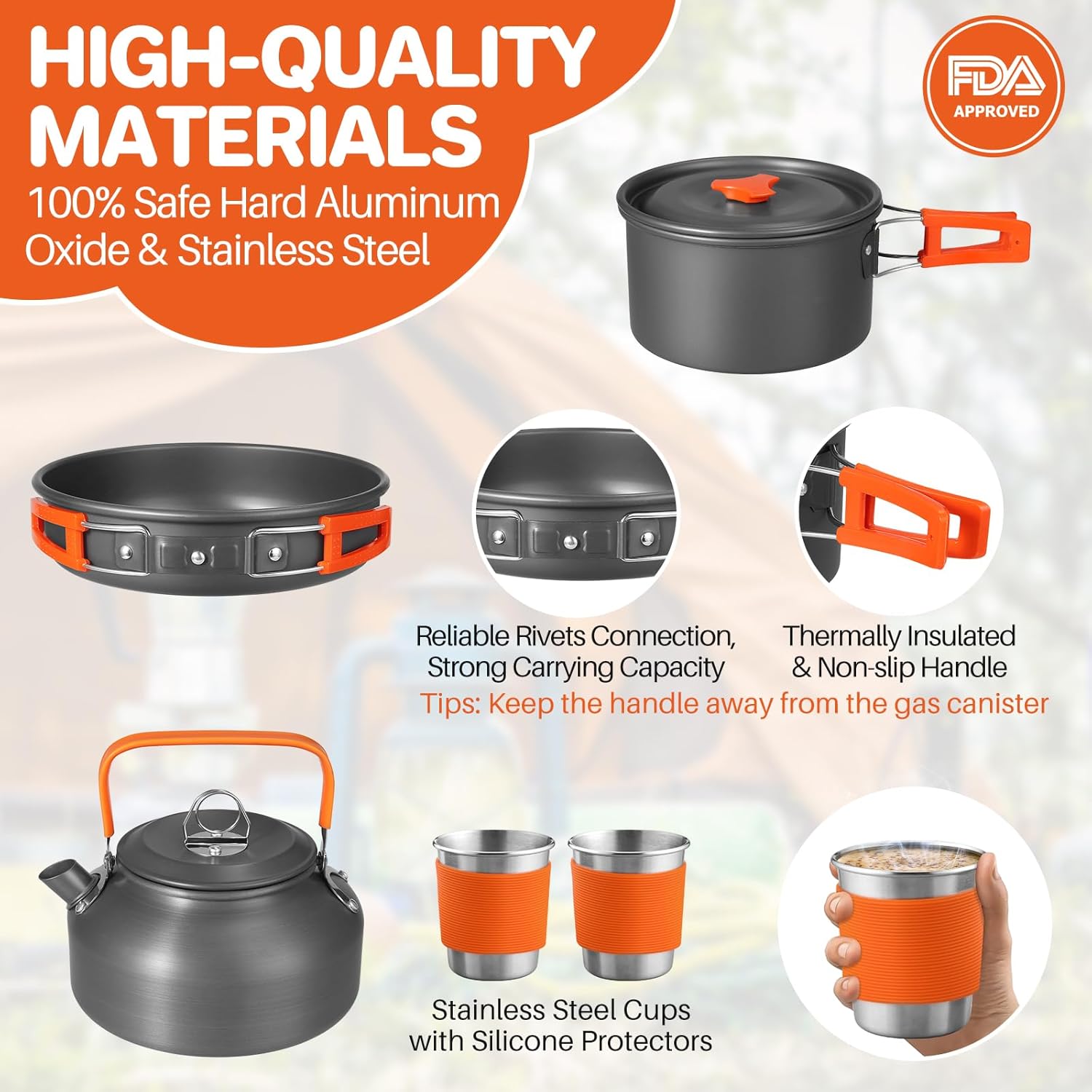 Non-Stick Camping Cookware Set - đánh giá và giá Camping Cooking Pan