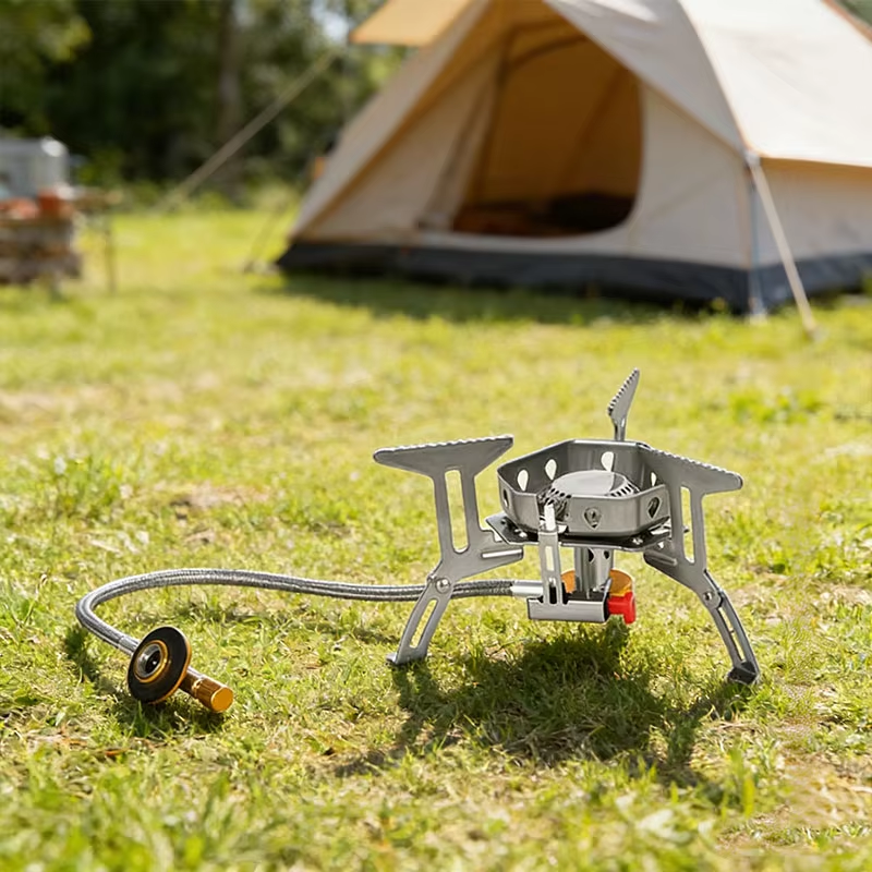 Portable 3-burner gas stove, f - đánh giá và giá Camping Cooking Easy