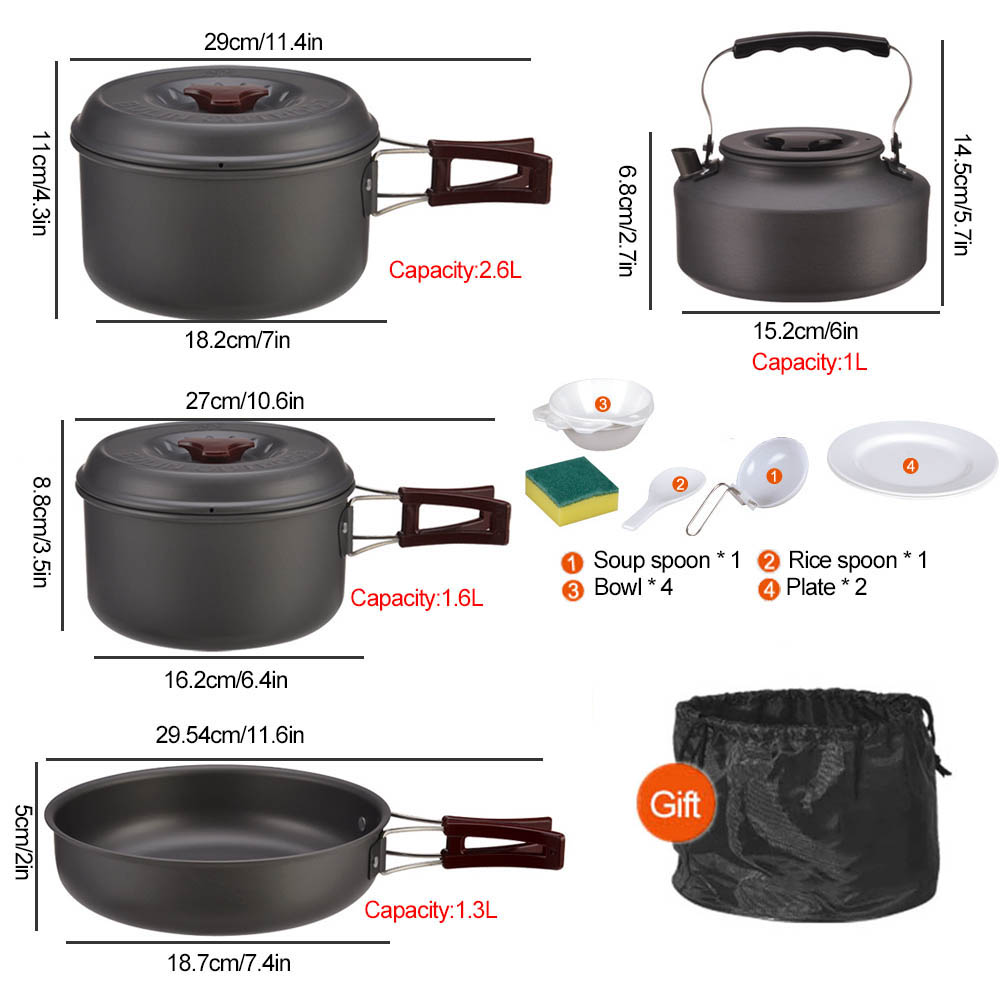 Outdoor cooking 3-4 person pic - đánh giá và giá Camping Cooking Set With Bag