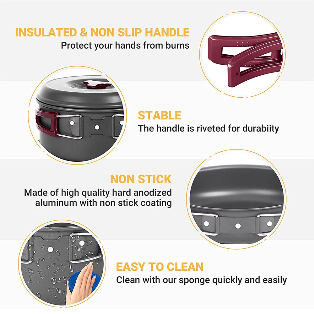 Outdoor cooking 3-4 person pic - đánh giá và giá Camping Cooking Set With Bag