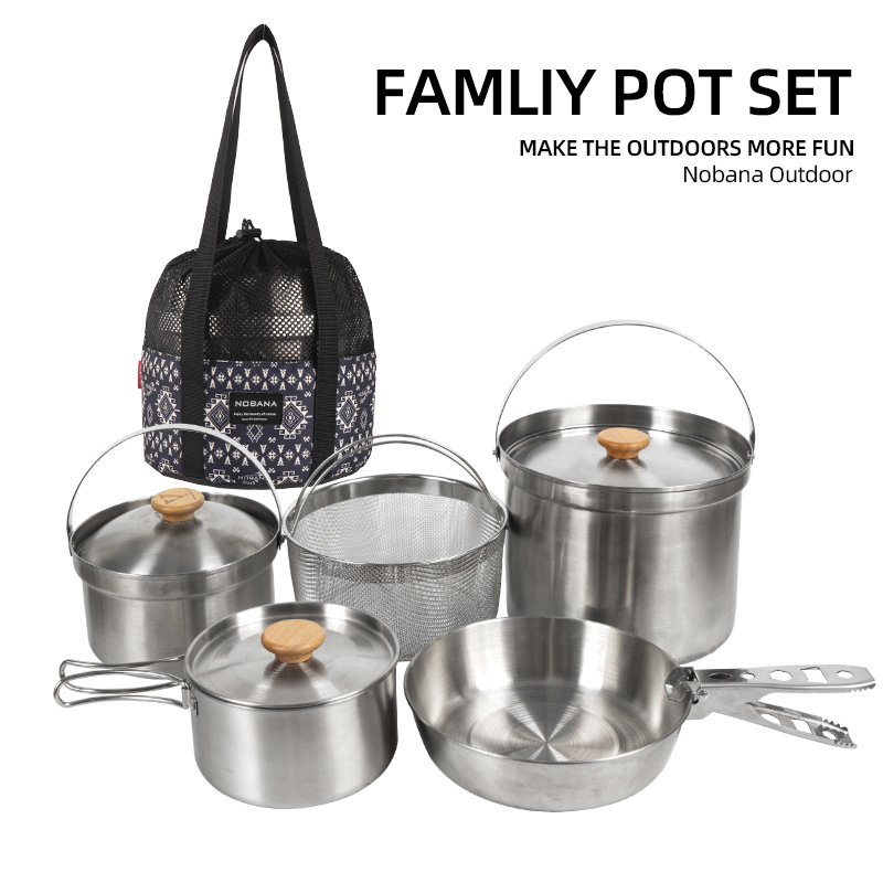 NOBANA Newest Outdoor Stainles - đánh giá và giá Camping Cooking Set With Bag