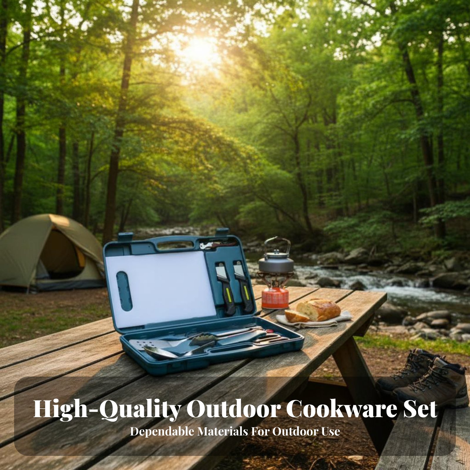 Outdoor Dining Cutlery Set, Ca - đánh giá và giá Camping Cooking Kit Box