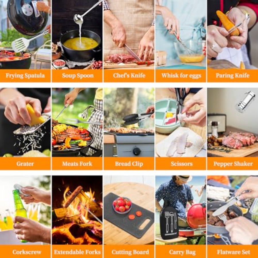 Camping Cooking Utensils Set,  - đánh giá và giá Van Camping Cooking