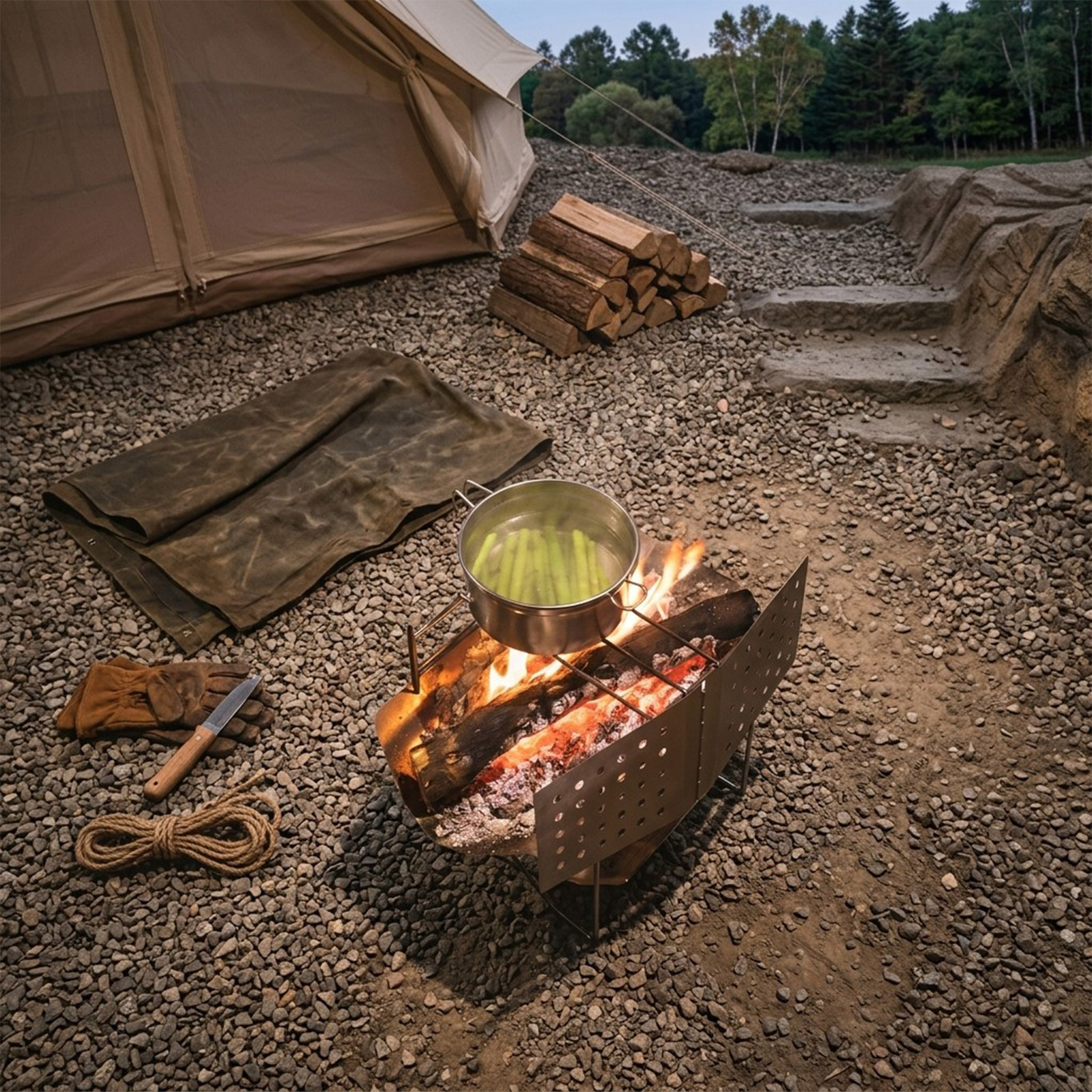 Foldable Stainless Steel Windb - đánh giá và giá Camping Cooking Easy