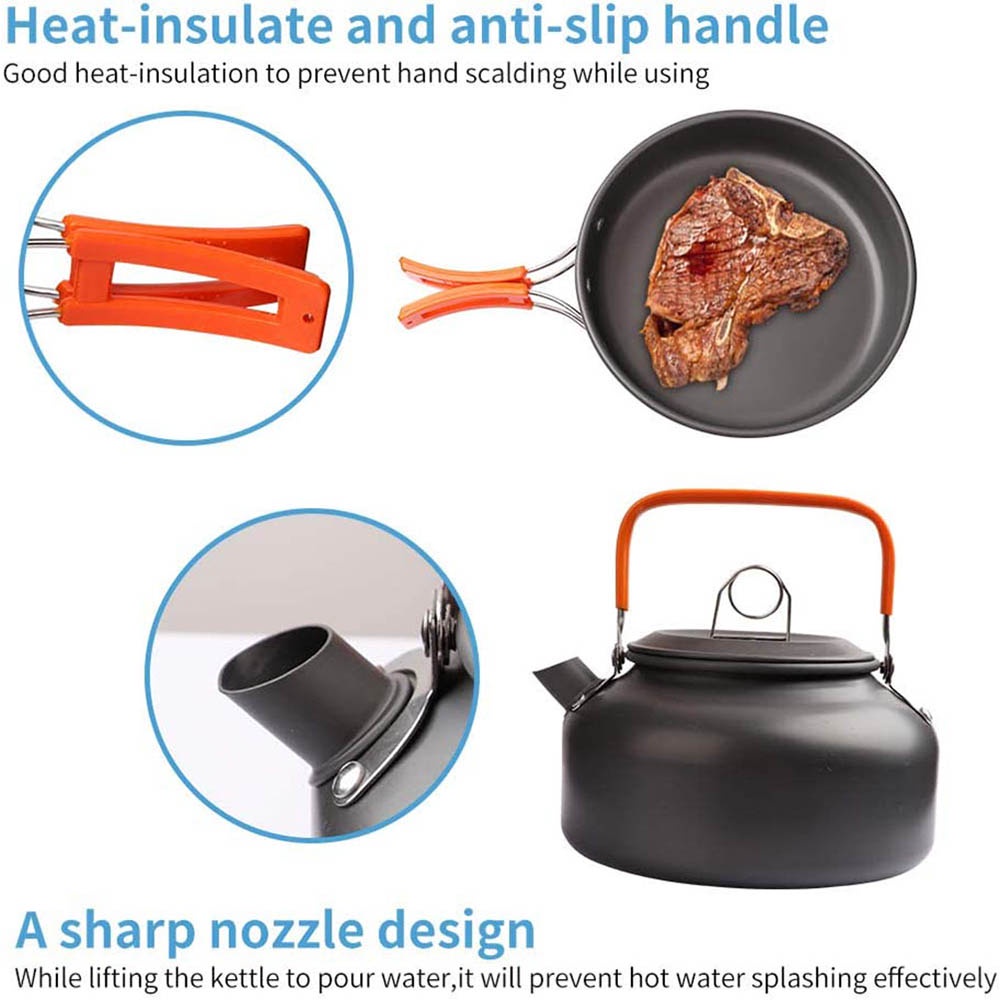 Outdoor camping cooking set, n - đánh giá và giá Camping Cooking Set With Bag