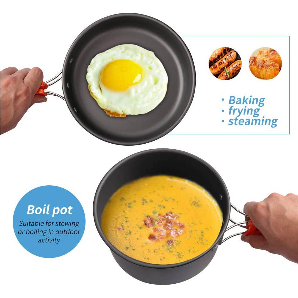 Outdoor camping cooking set, n - đánh giá và giá Camping Cooking Set With Bag