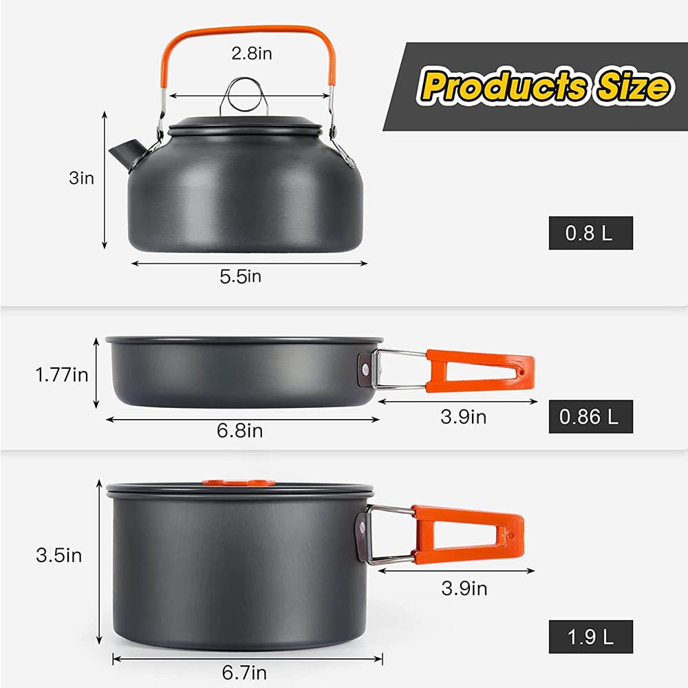 Outdoor camping cooking set, n - đánh giá và giá Camping Cooking Set With Bag