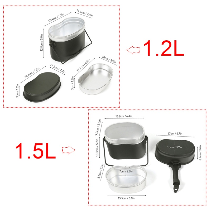 1.5L Outdoor Military Canteen  - đánh giá và giá Camping Cooking Kit Box