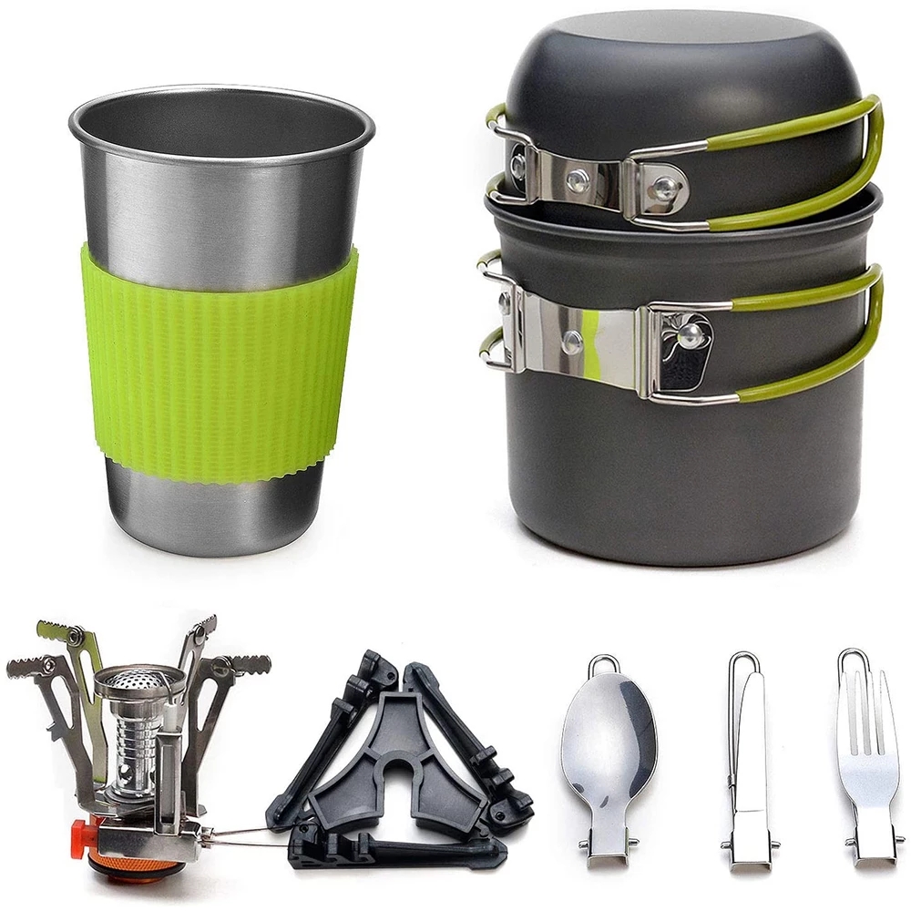 Camping Cookware Kit with Stov - đánh giá và giá Camping Cooking Set With Bag