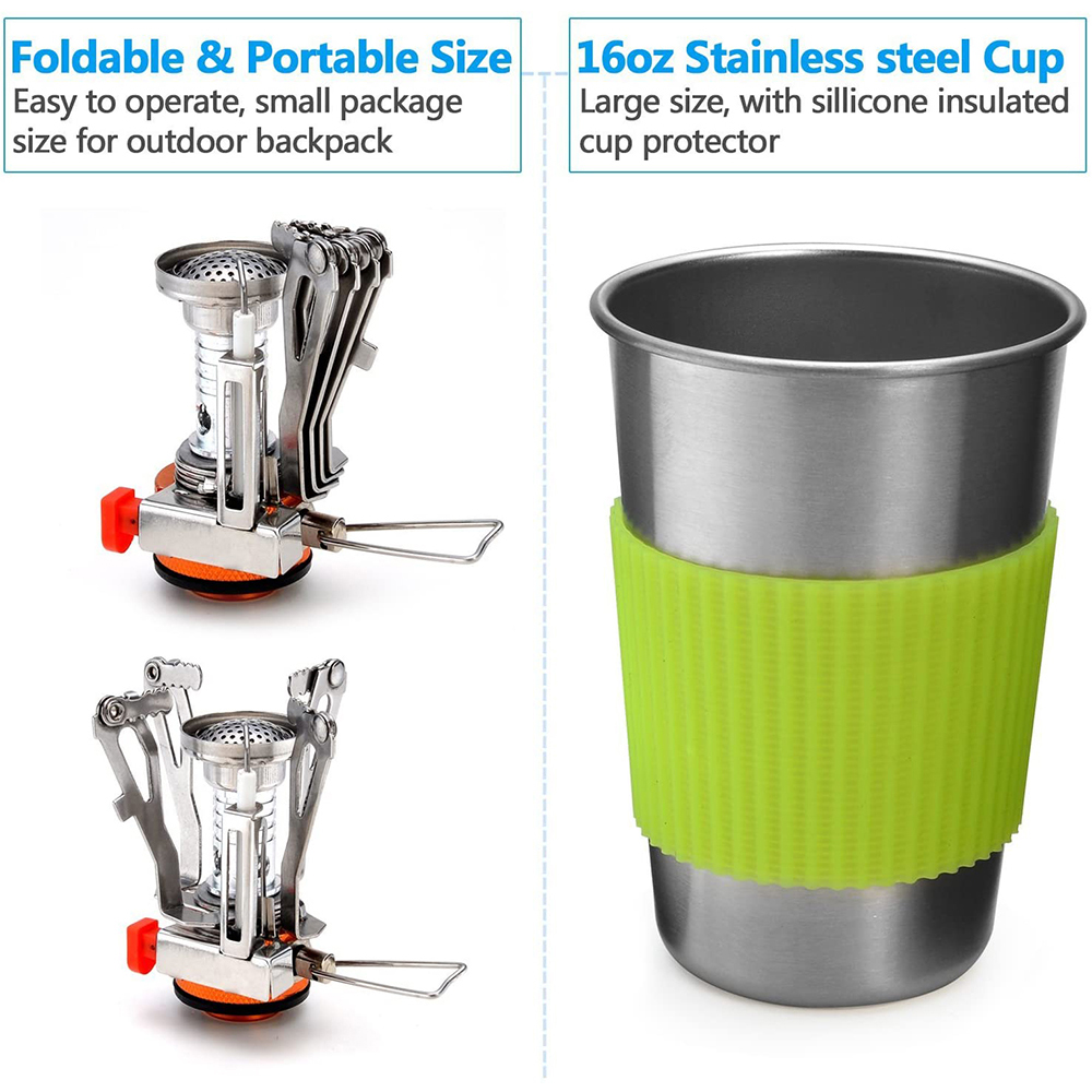 Camping Cookware Kit with Stov - đánh giá và giá Camping Cooking Set With Bag